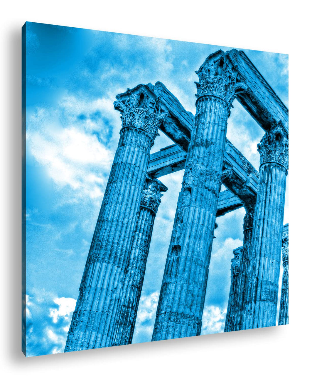 deyoli Eindrucksvoller Tempel in Athen Format: 60x60 Effekt: Monocrome Blau als Leinwandbild, Motiv