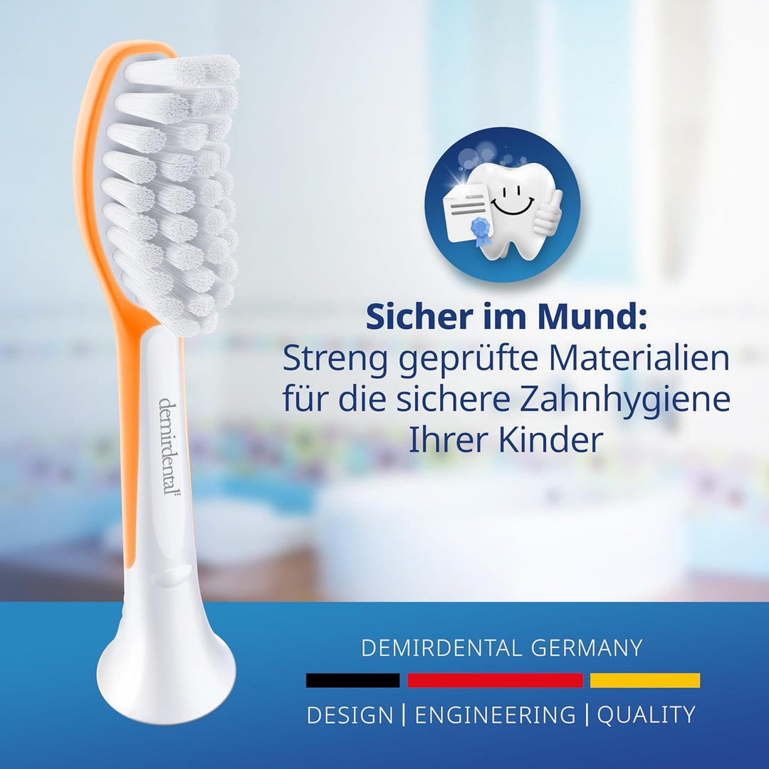 demirdental Kinder Ersatzbürsten passend für Philips Sonicare Kids, Bürstenköpfe ab 7 Jahre, entspri