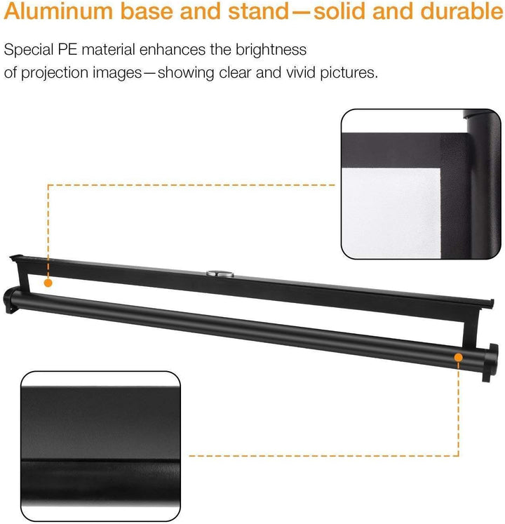 Yangers 50" Zoll Portabel Tragbare Beamer Leinwand Projektor Heimkino Rolloleinwand Tischleinwand mi