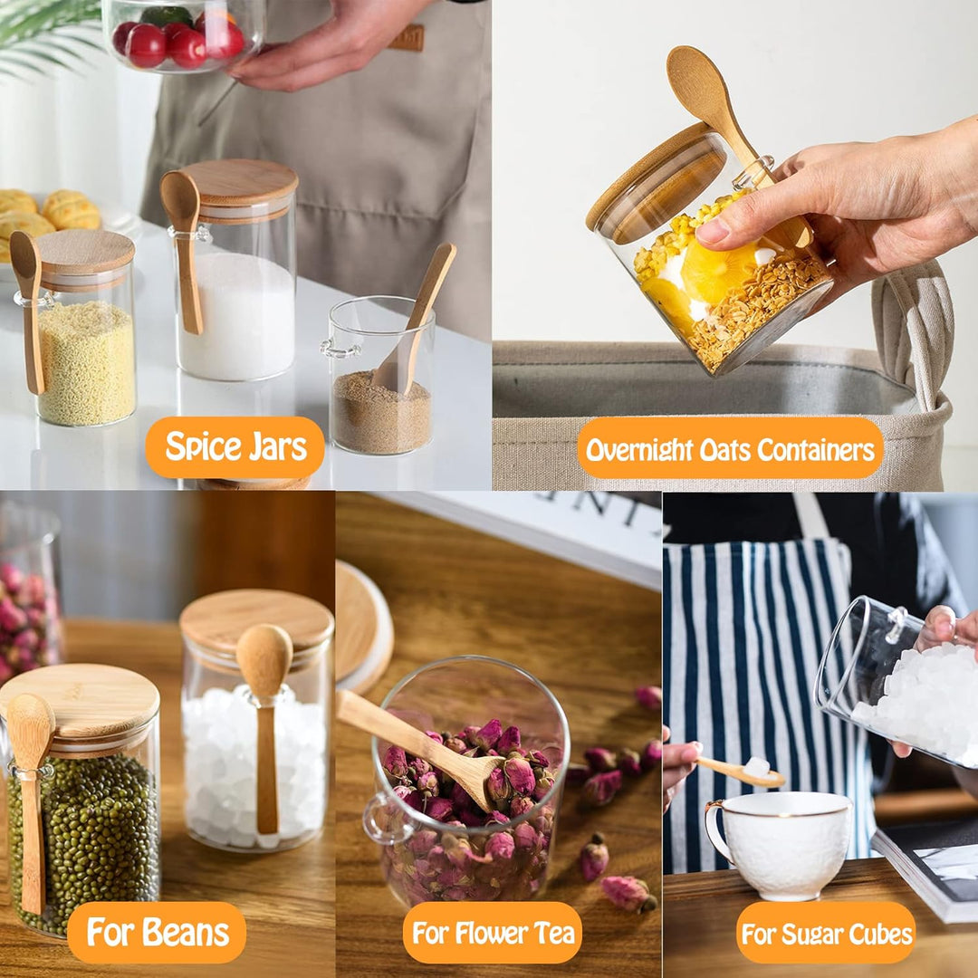 Vorratsgläser mit Deckel und Löffel, 2er Set 540ml Overnight Oats Gläser, Vorratsdosen Glas, Glasbeh