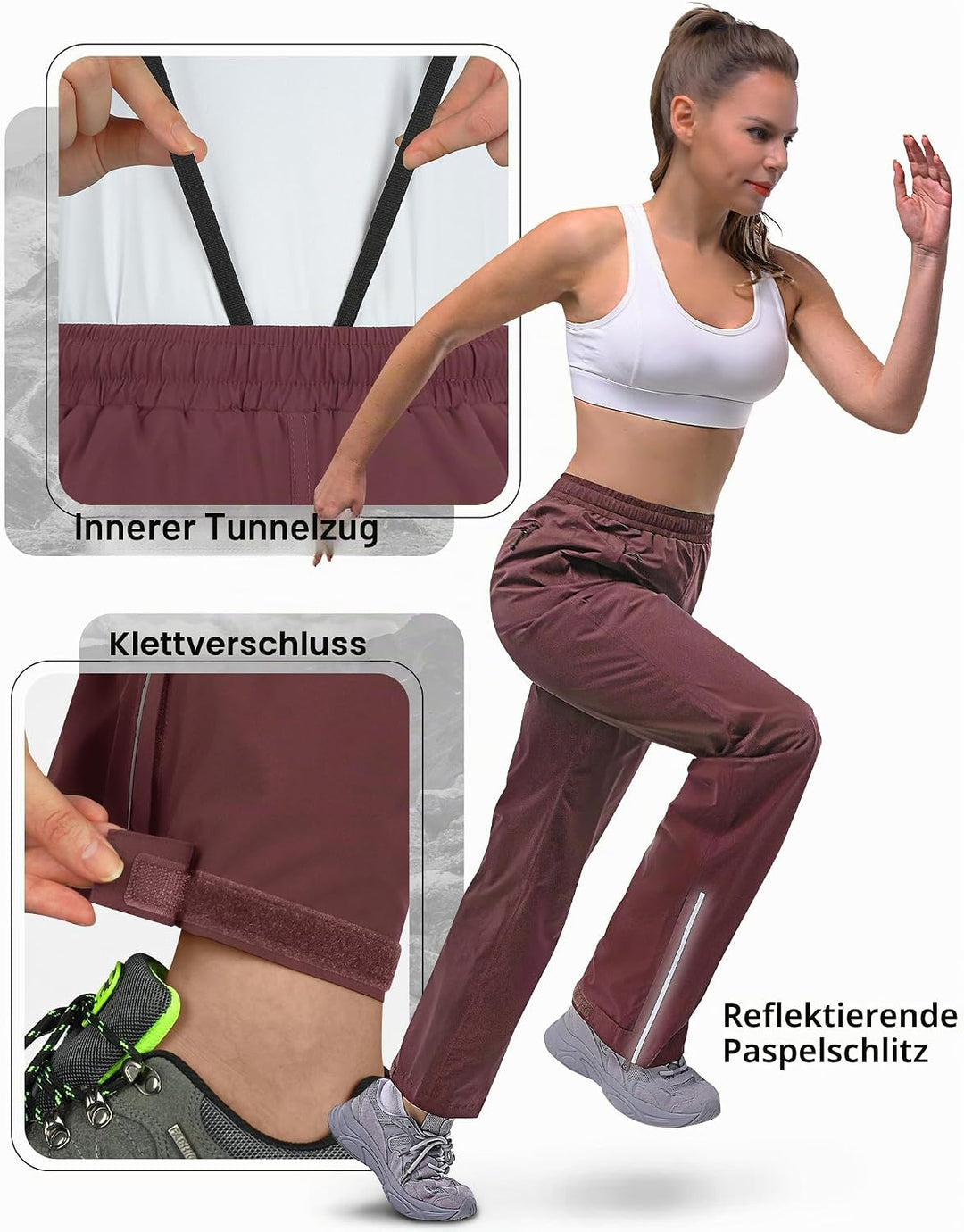 33,000ft Regenhose Damen Wasserdicht Atmungsaktiv Wanderhose Fahrrad Überziehhose Leichte Winddicht