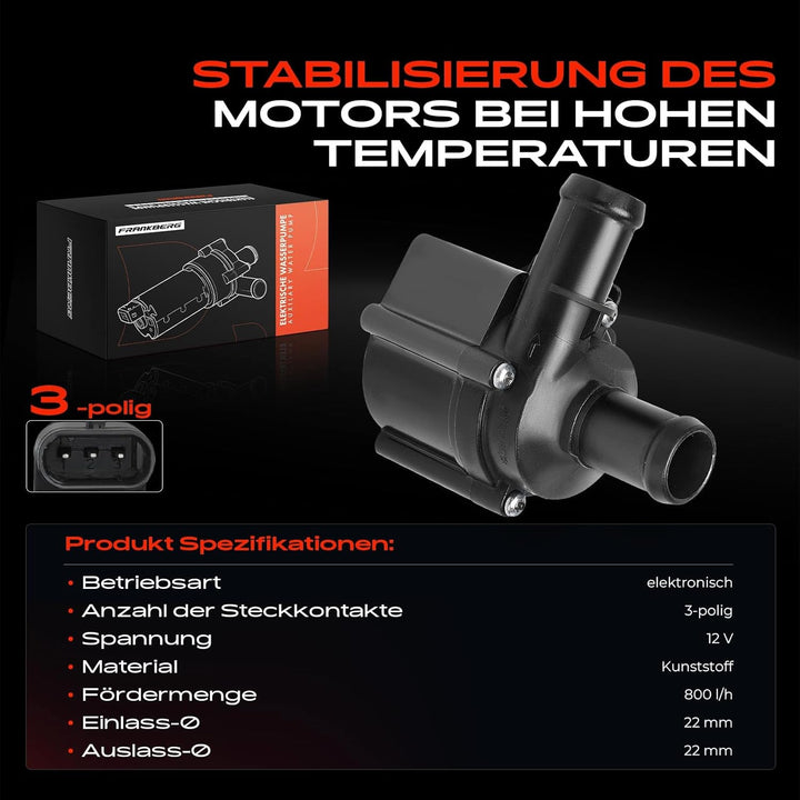 Frankberg Zusatzwasserpumpe Standheizung Wasserumwälzpumpe Kompatibel mit Golf VI 517 2.0L 2013-2016