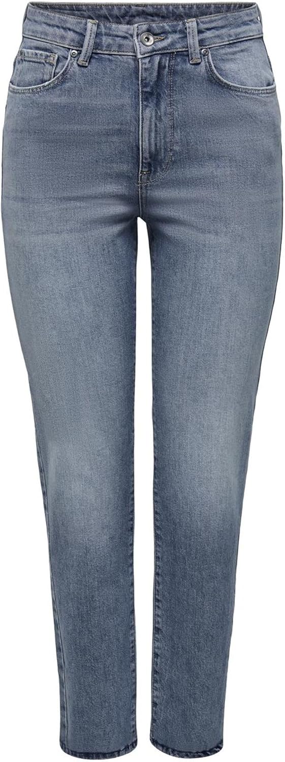 ONLY Damen Hose Onlemily Hw Straight ANK Col CC PNT 28W / 30L Special Blue Grey Denim, 28W / 30L Spe