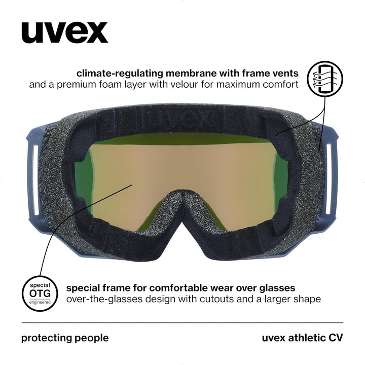 Uvex Unisex Athletic Cv Skibrille (1er Pack) Einheitsgrösse navy matt/orange-green, Einheitsgrösse n