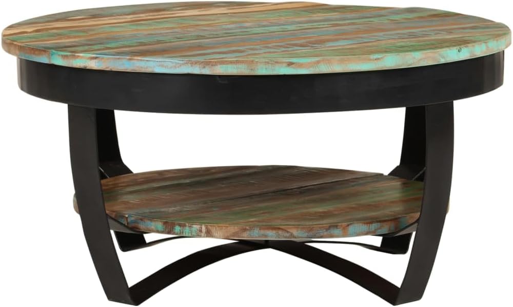 vidaXL Massivholz Couchtisch Ablage Beistelltisch Kaffeetisch Wohnzimmertisch recyceltes Massivholz,