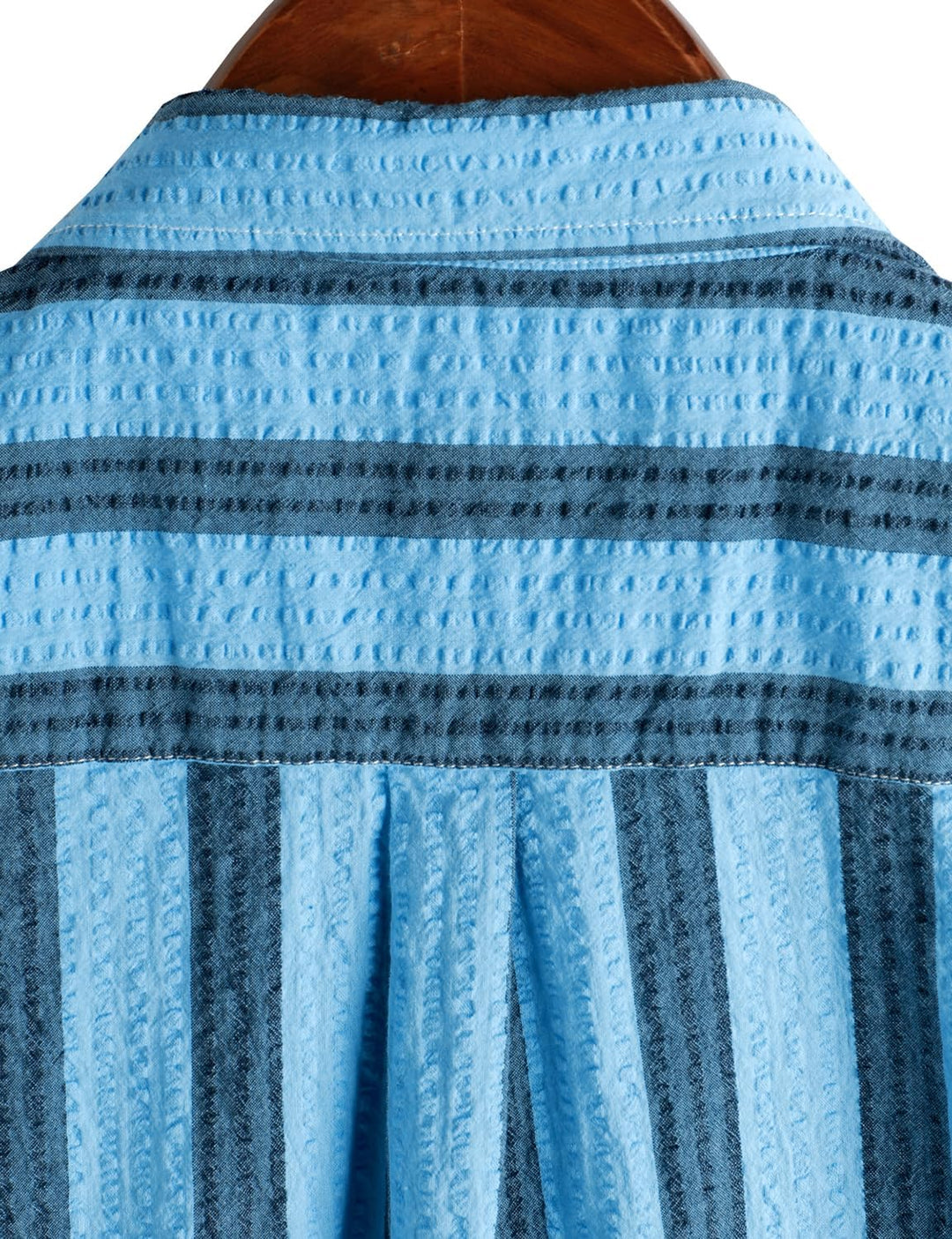 VATPAVE Herren Gestreifte Sommerhemd Casual Button Down Kurzarm Strand HawaiiHemd S Aquablau Schwarz