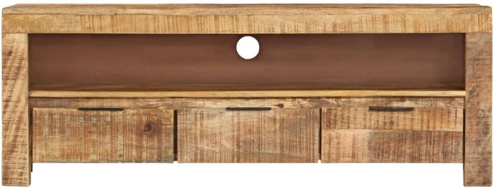vidaXL Raues Mangoholz TV Schrank mit 1 Fach 3 Schubladen Lowboard TV Möbel Tisch Board Sideboard Fe