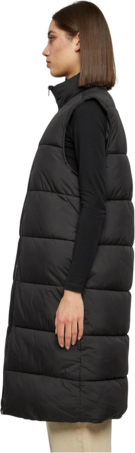 Urban Classics Damen Ladies Long Puffer Vest S Schwarz, S Schwarz