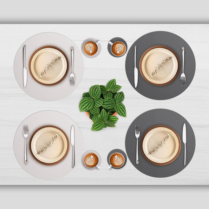 Myir JUN Tischsets 4er Set, Tischsets Abwaschbar Platzsets Rund Ø 38cm Platzdeckchen Rund Doppelseit