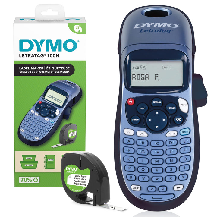 DYMO LetraTag LT-100H Beschriftungsgerät Handgerät | Tragbares Etikettiergerät mit ABC Tastatur | bl