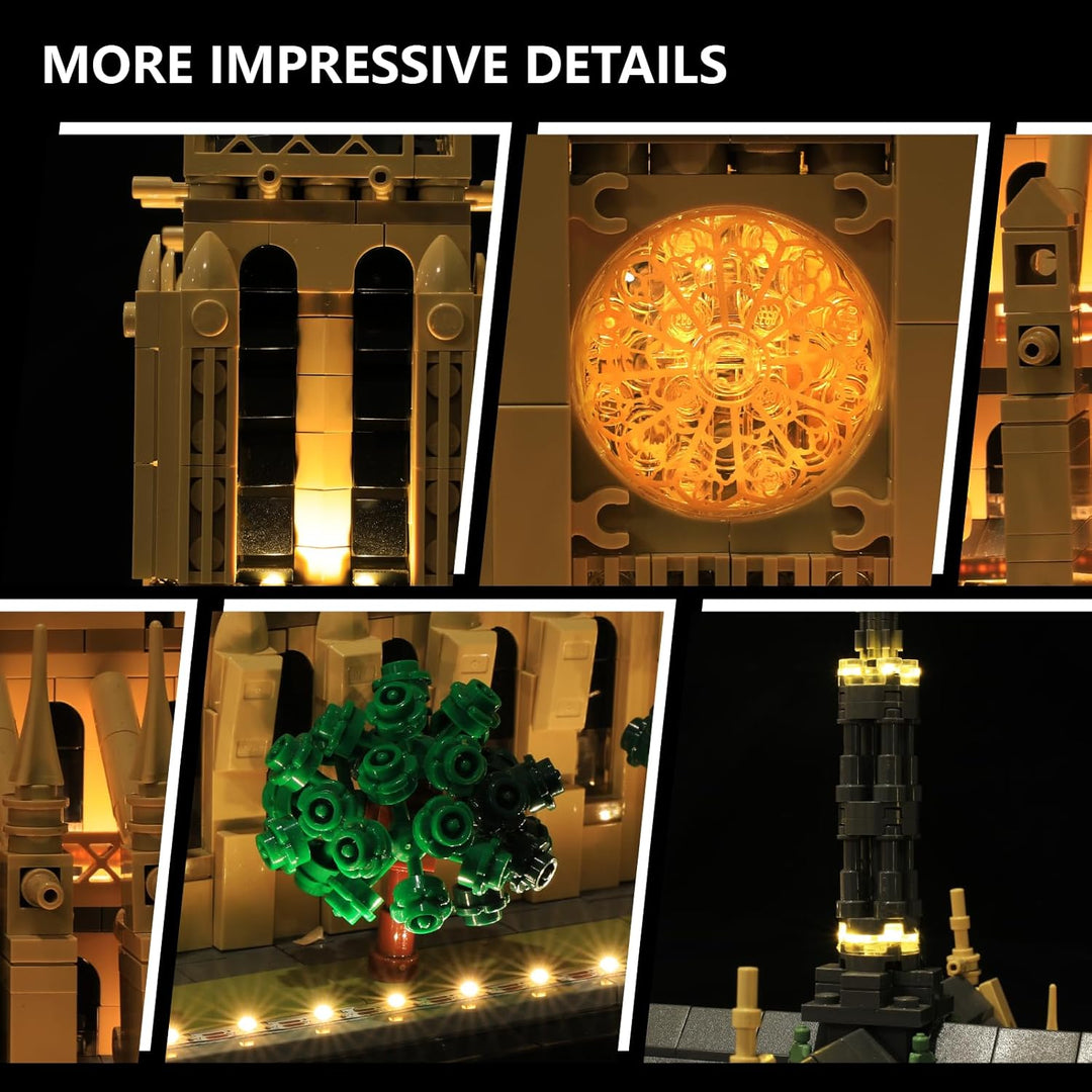 Premium LED-Lichtkit kompatibel mit LEGO 21061 Notre-Dame de Paris – Warme Beleuchtung für das Archi