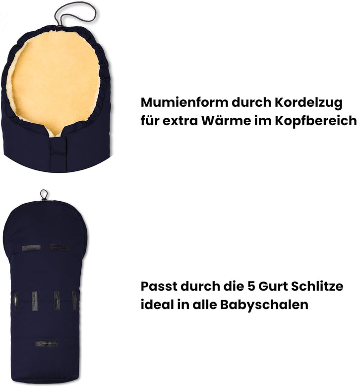 Hofbrucker Lammfell-Fusssack Eskimo für Babyschale, Kinderwagen, Buggy/Universeller Winterfusssack/F