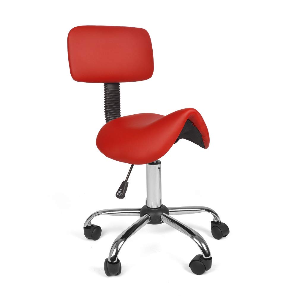 Mingone Bürohocker mit Rollen Sattelhocker mit Rückenlehne Drehhocker Arbeitsstuhl Ergonomisch Satte