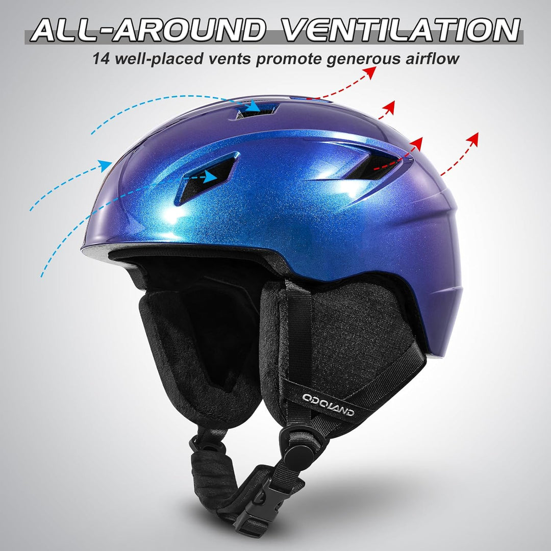 Odoland Skihelm und Skibrille Set Snowboardhelm mit Snowboardbrille für Damen und Herren Ski Goggles
