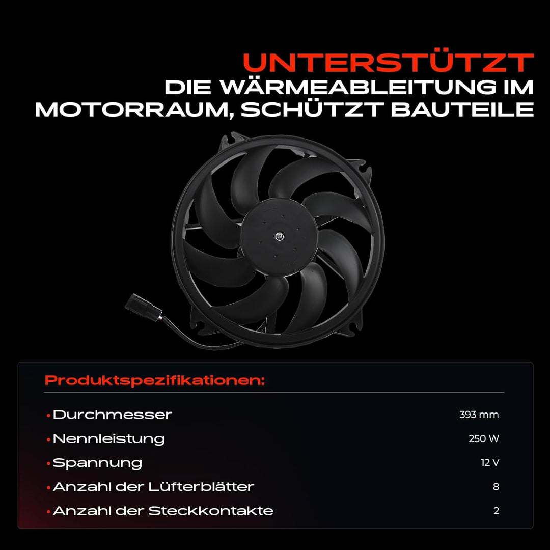 Kühlerlüfter Motorkühlung 2-Polig für 307 3A/C 307 Break 3E 307 CC 3B 307 SW 3H C4 Coupe LA C4 I LC