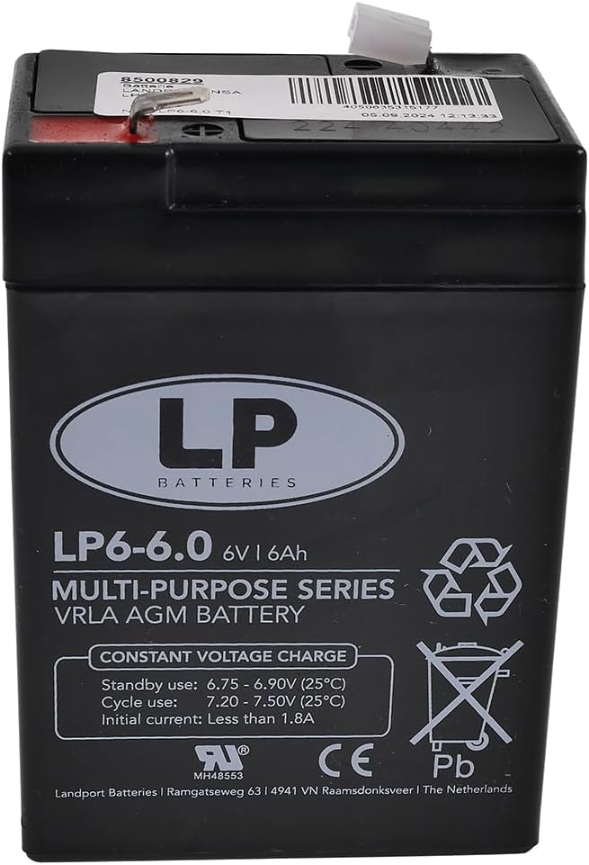 LP BATTERIES NSA LP6-6 T1 6V 6AH AGM Akku Vlies Batterie VRLA Zyklenfest Wartungsfrei für Elektro Sp