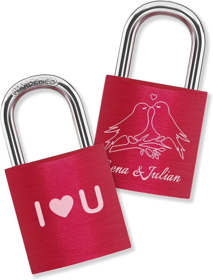 Graviertes Liebesschloss, frei gestaltbar mit vielen Farben, Motiven & Schriftarten - personalisiert