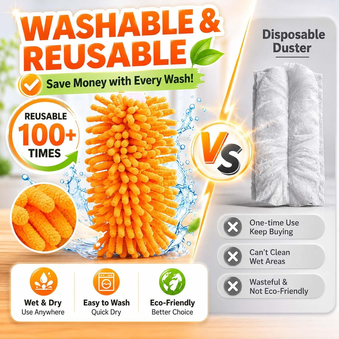 8 Stück Staubwedel Waschbar für Swiffer Duster Staubmagnet Nachfüllpack, 360° Wiederverwendbar Tüche