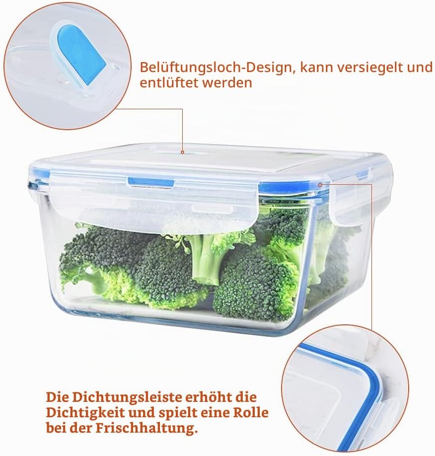 HUSANMP 4-er Set Extra grosse Frischhaltedosen Glas mit Deckel, Glasbehälter mit Deckel Vorratsbehäl
