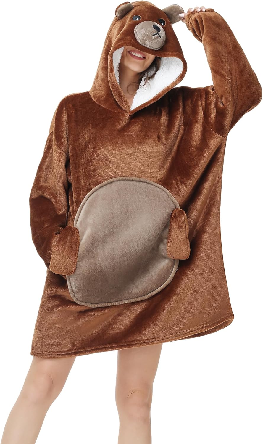 LATH.PIN Tragbare Decke Hoodie Übergrosse – Tierformen Tragbare Decken mit Armärmeln mit Kapuze Pull