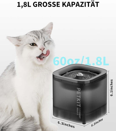 PETKIT CYBERTAIL Katzen Trinkbrunnen, Hundewasserspender,1,85L Katzen Hunde Wasserbrunnen,LED-Licht,