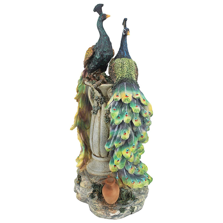 Design Toscano Pfauen im Paradies Dekostatue, Polyresin, vollfarbe, 48 cm, Pfauen im Paradies
