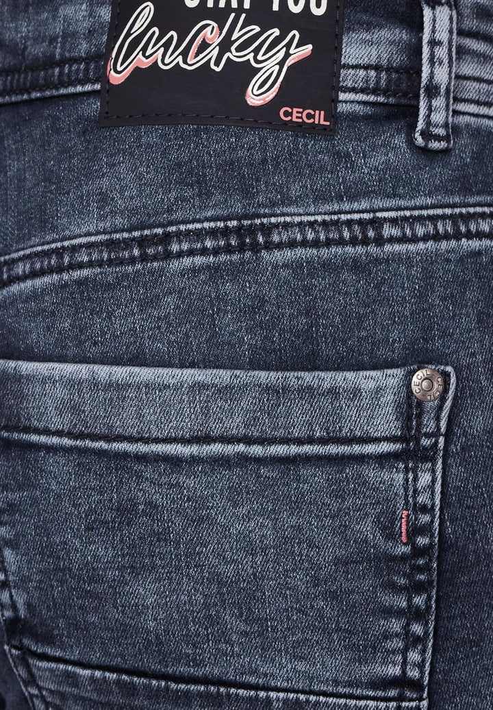 Cecil Damen Jeanshose Slim 30W / 32L Dark Blue Black Washed, 30W / 32L Dark Blue Black Washed