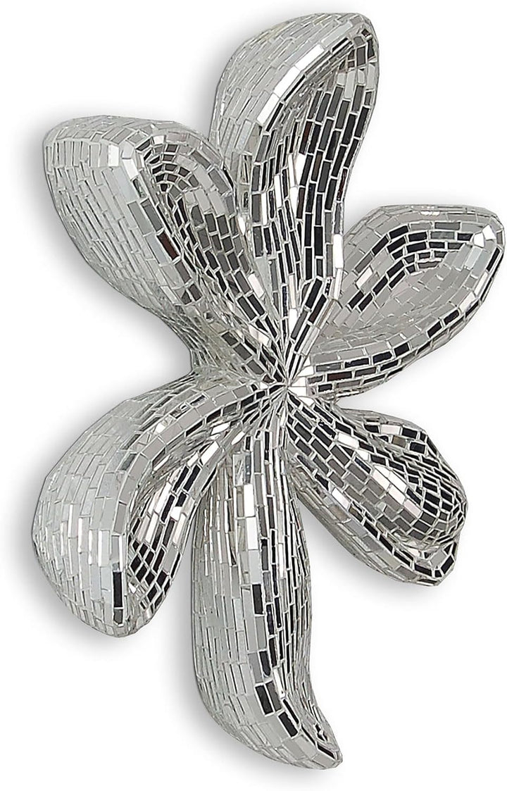 ADM - 'Blume 2' - Skulptur Dekorierten aus Glasmosaik, zum Aufhängen an der Wand - Silber - H51 cm,