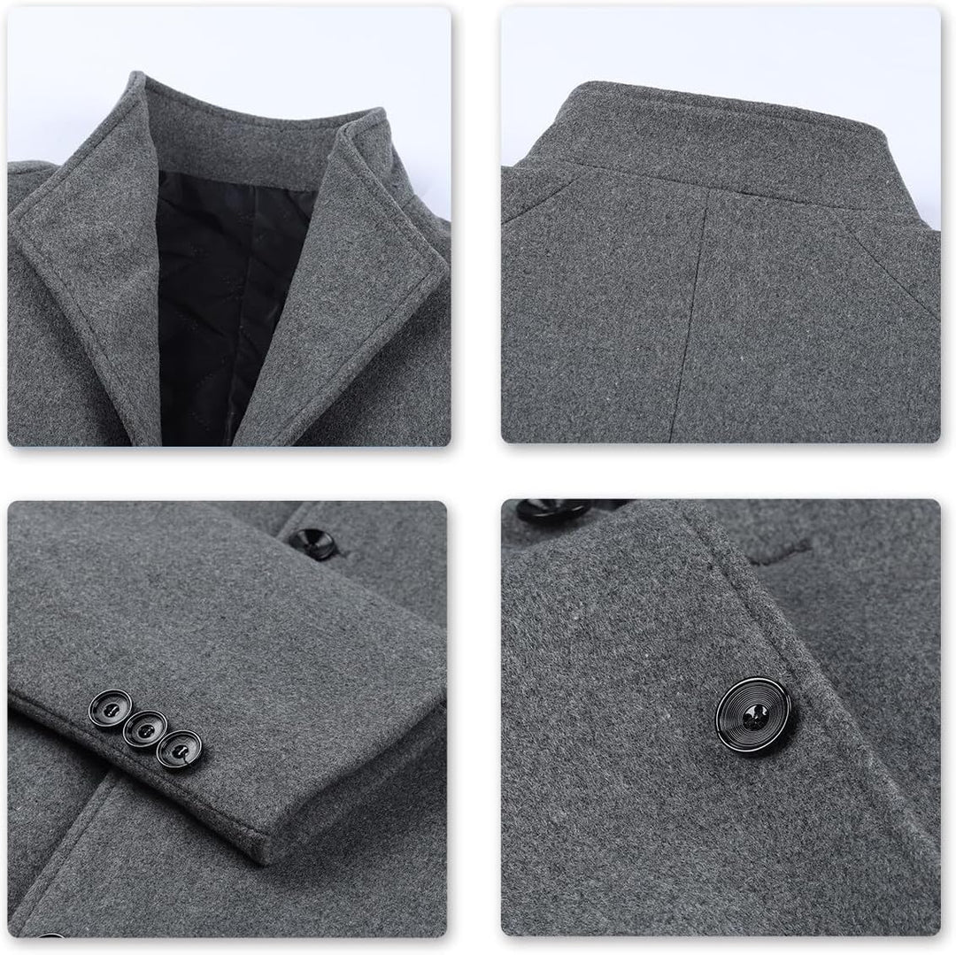 Allthemen Wintermantel Mantel Herren Lang Slim Fit Herrenmantel Winter Schwarz Business Mantel Herre