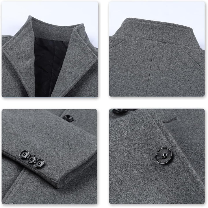 Allthemen Wintermantel Mantel Herren Lang Slim Fit Herrenmantel Winter Schwarz Business Mantel Herre