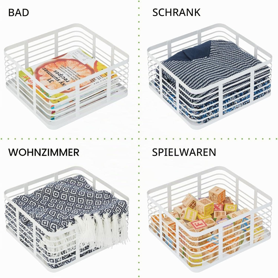 mDesign 3er-Set Allzweckkorb aus Metall – Aufbewahrungskorb für Küche, Vorratskammer, Bad etc. – kom