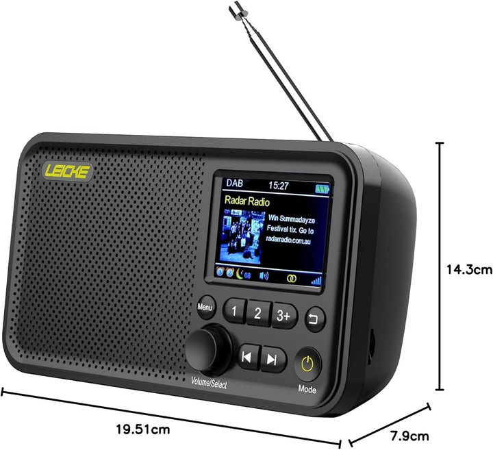 LEICKE tragbares DAB+ Radio mit Bluetooth 5.0 | DAB/DAB+ und UKW Radio, 2,4" Farbdisplay, 80 Voreins