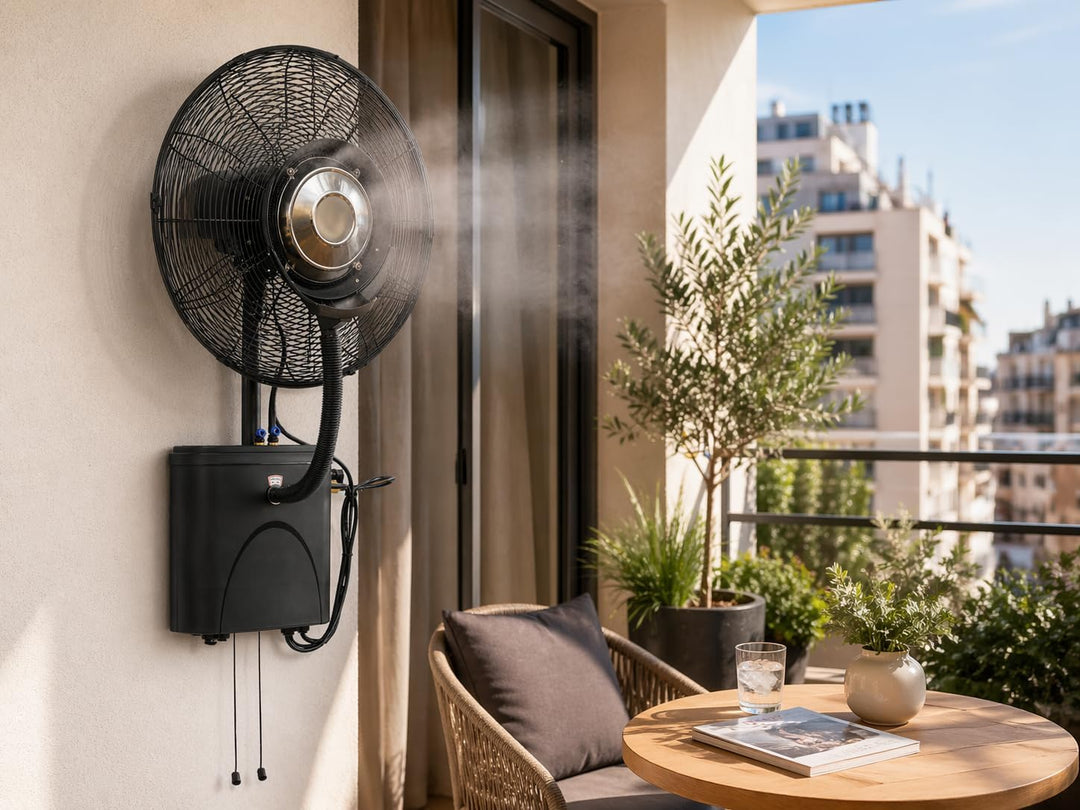 O'FRESH Sprühnebel Ventilator outdoor - Wandventilator - Wassernebel terrasse, garten, aussen - 180