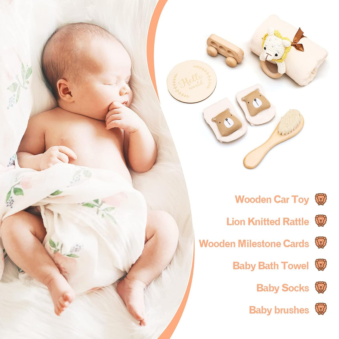 Youuys 6-Teilig Baby Geschenk zur Geburt für Neugeborene, Geschenk zur Junge und Mädchen Badetücher,