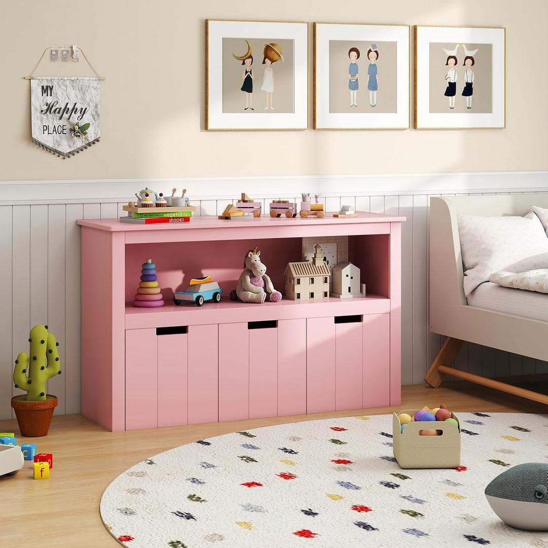 COSTWAY Spielzeugschrank für Kinder, Kommode mit 3 Schubladen, Spielzeug-Organizer für Kinderzimmer