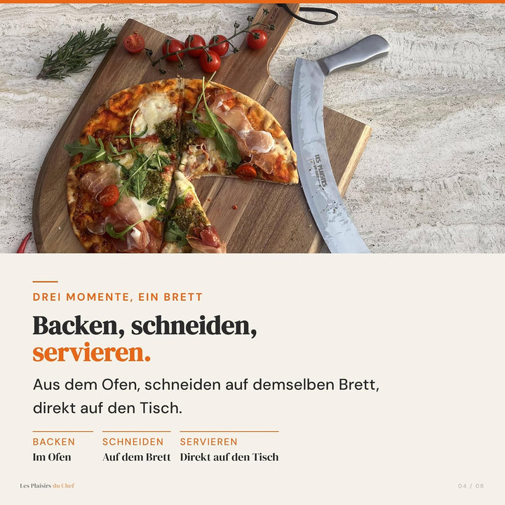 Pizzaschieber Holz 30,5 × 41,8 cm – Akazienholz Pizzabrett &amp; Pizzaschaufel | Handgemachtes Servierbr