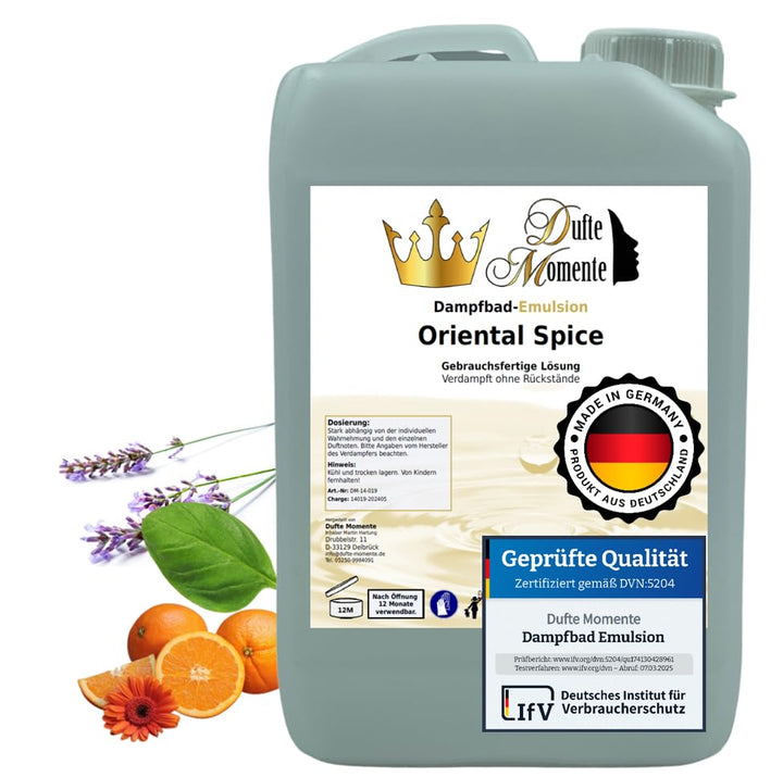 Dufte Momente | Dampfbad Emulsion 3 Liter Oriental Spice (Basilikum, Koriander, Lavendel, Orange, Sa