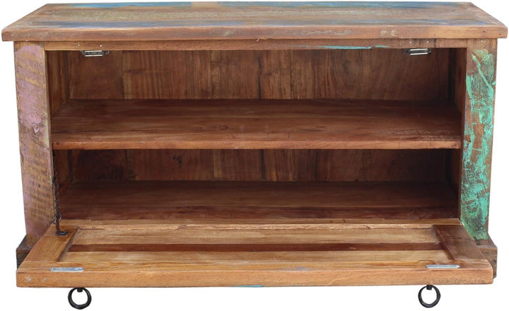 SIT-Möbel Riverboat 9158-98 Schuhschrank, 1 Klappe, recyceltes Altholz, bunt lackiert, 85 x 40 x 45