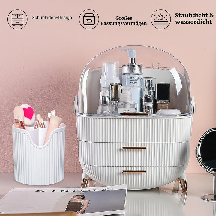 UCAMP Make-up-Organizer mit Reinigungsutensilien und Bürstenhalter–Kosmetikbox aus Kunststoff 3 Eben