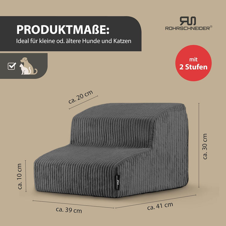 Rohrschneider Hundetreppe kleine Hunde | Made in EU | Haustiertreppe mit Rutschfester Unterseite | K