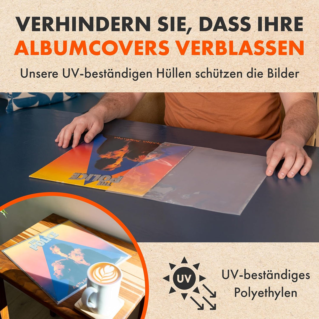 SPINCARE 100x 12 Vinyl LP Schallplatten Hüllen | Density Schutzhüllen Polyethylen für 1-3 Gatefold L
