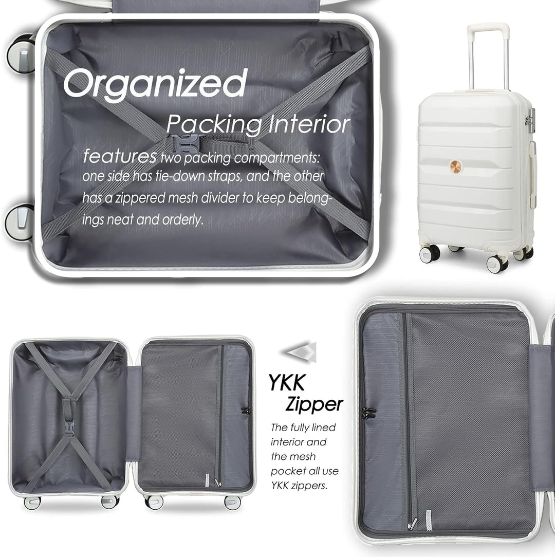 Hartschalenkoffer Set 4 Teilig S/M/L/XL Rollkoffer Handgepäck 100% PP Reisekoffer mit 360°Doppel Zwi