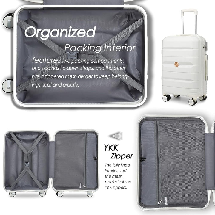 Hartschalenkoffer Set 4 Teilig S/M/L/XL Rollkoffer Handgepäck 100% PP Reisekoffer mit 360°Doppel Zwi