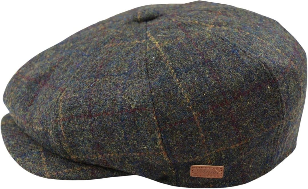 TruClothing.com Herren 8 Bahnen Razor Baker Boy Mütze Wolle Tweed Blinders Newsboy Kariert L-XL oliv