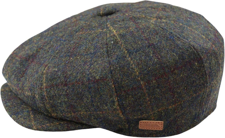 TruClothing.com Herren 8 Bahnen Razor Baker Boy Mütze Wolle Tweed Blinders Newsboy Kariert L-XL oliv