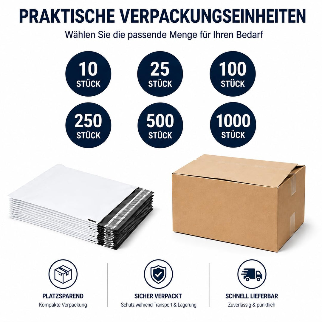 100 Weisse Plastik Versandtüten Versandbeutel Versandtaschen Folienversandtaschen LDPE Coex Folien 2