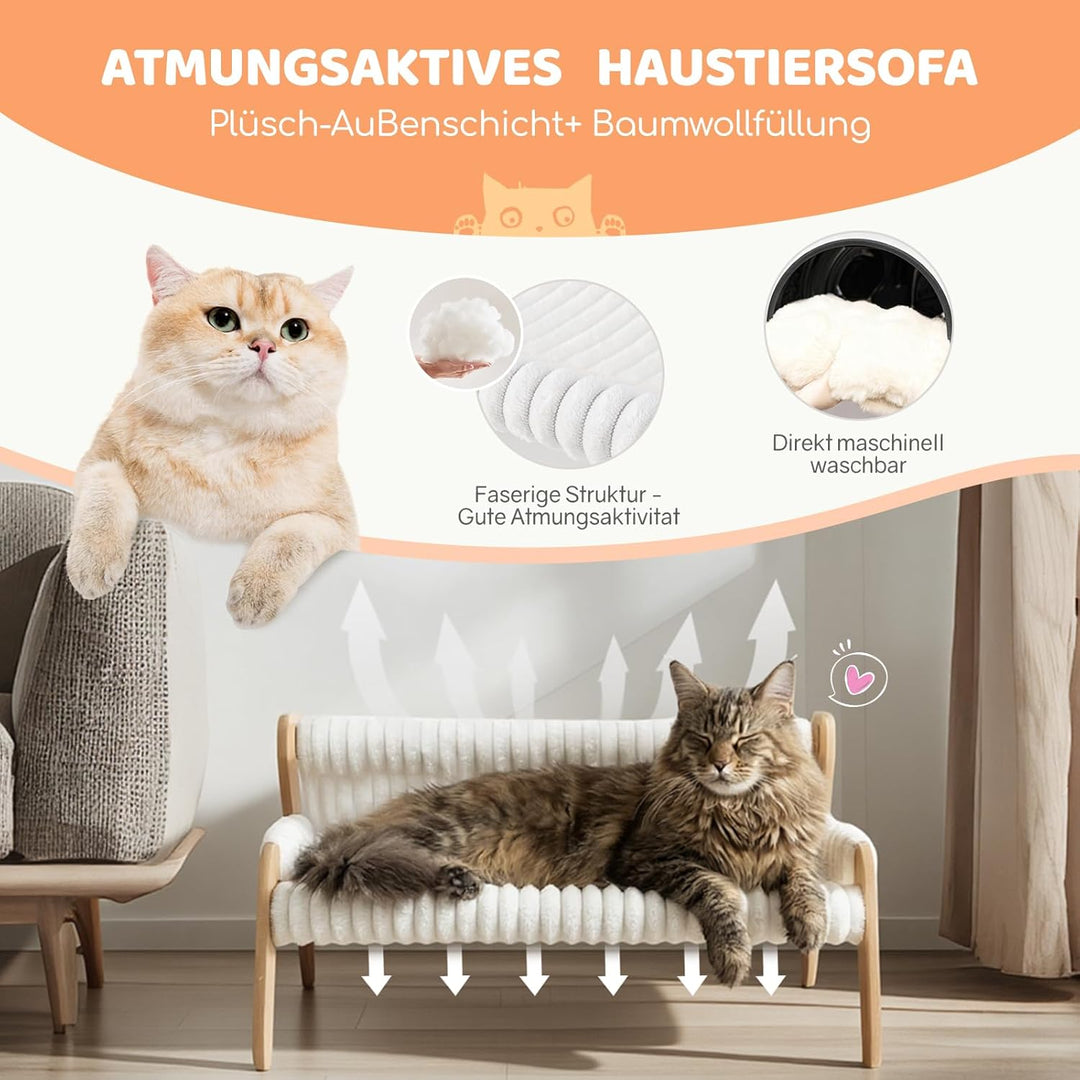 Erhöhtes Katzenbett für Katzen und Kätzchen, Katzensofa mit Abnehmbarem Waschbar Plüschdecke und Ers