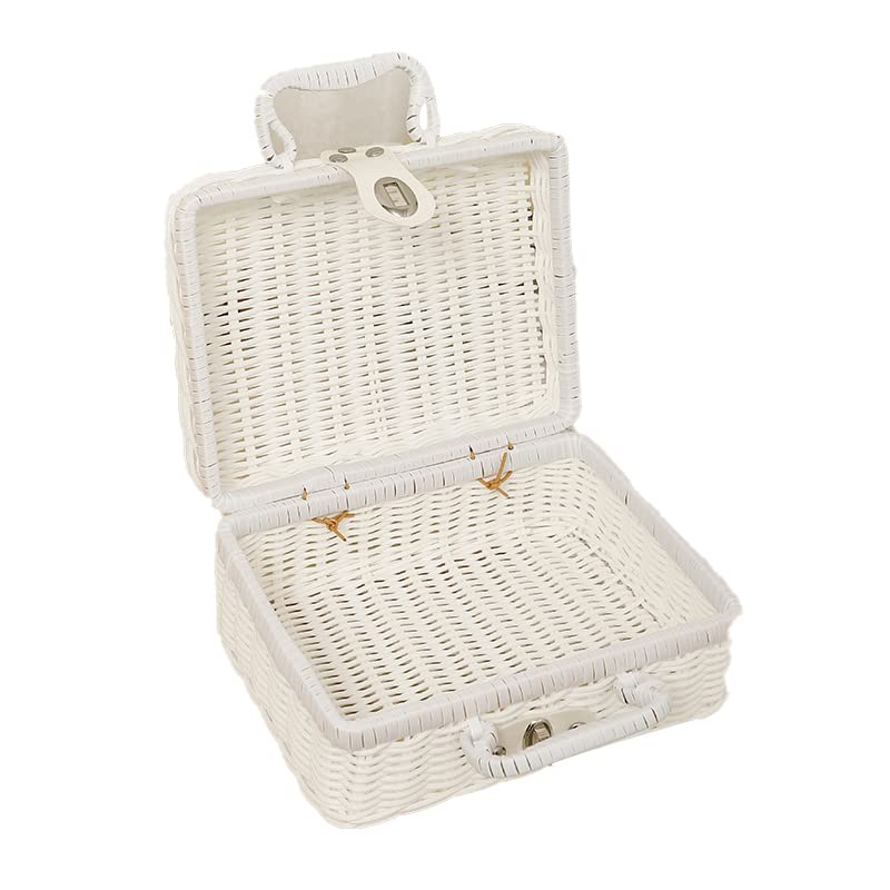 Weidengeflecht Picknickkorb, 26×17×11cm Retro Gewebte Picknickbox | Kunststoff Rattan Koffer Picknic