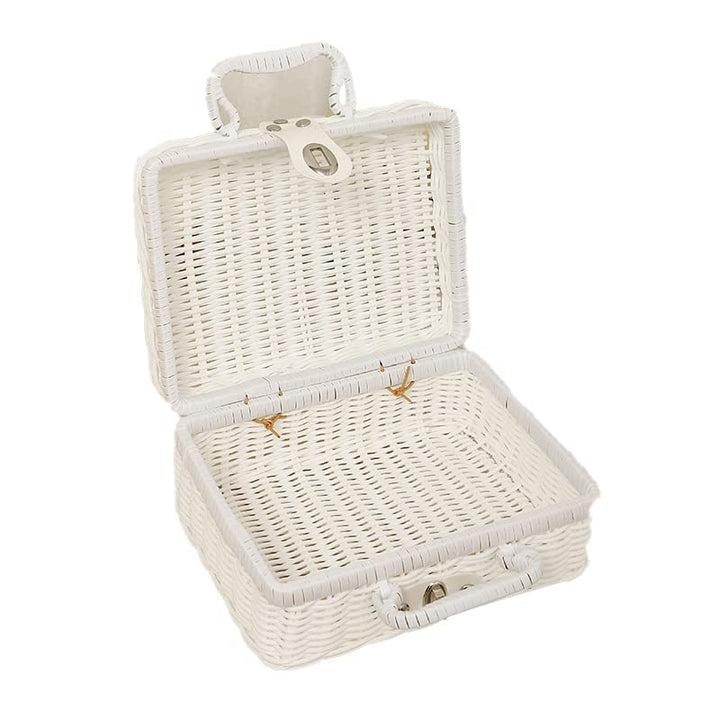 Weidengeflecht Picknickkorb, 26×17×11cm Retro Gewebte Picknickbox | Kunststoff Rattan Koffer Picknic