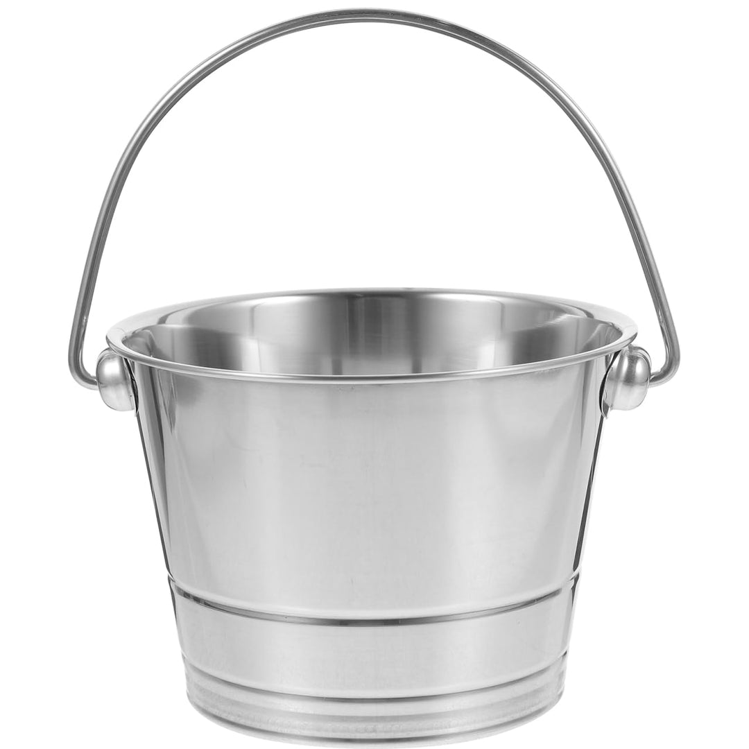 Edelstahl Eimer 1L – Robuster Metall Eimer Mit Tragegriff - Ideal Als Eiskübel Oder Wein Kühler Für
